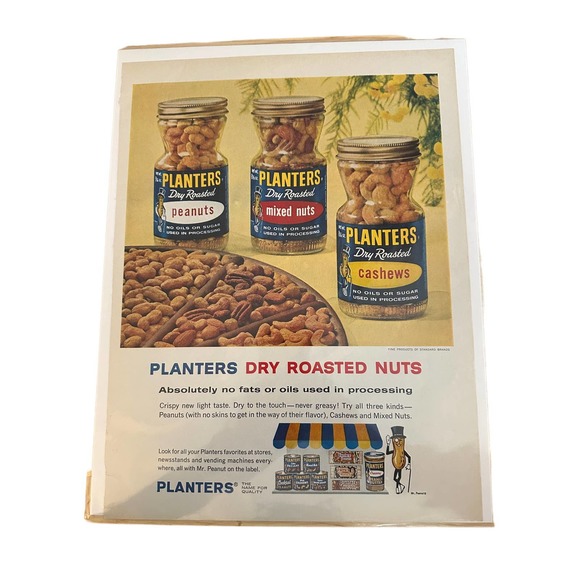 Vintage 1940s-50s Original Magazine Ad Planters Dry Roasted Nuts - Picture 1 of 2